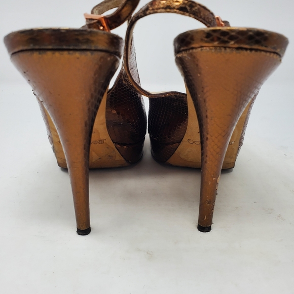 Jimmy Choo Bronze Leather Pumps - Picture 5 of 7
